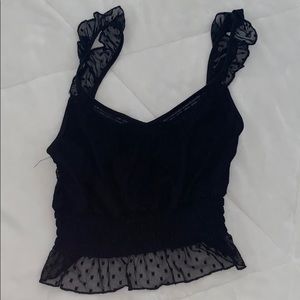 Ruffled polka dot crop top